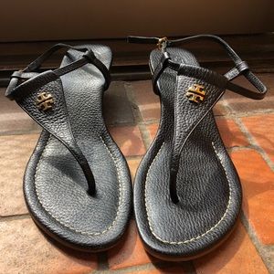 Tory Burch navy cork wedged sandals